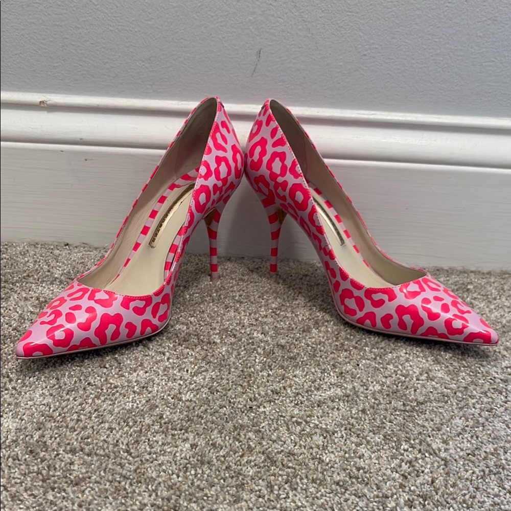 Sophia Webster Pink Leopard Print Heels